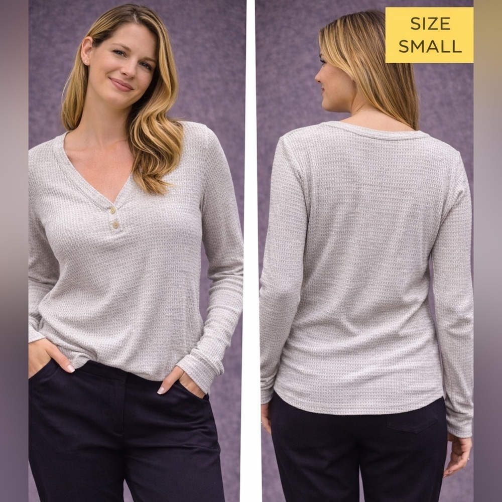 No frill knitted Gray Long Sleeve Top SMALL